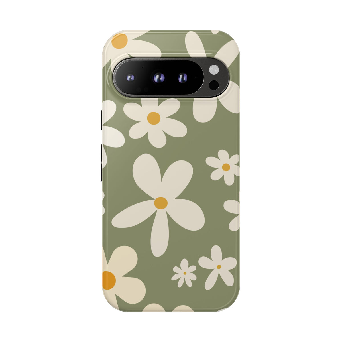 Chic Green Daisy Pattern Phone Case - Green Phone Case - Google Pixel 9 Pro / Glossy