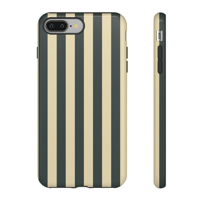 iPhone 8 Plus / Glossy Phone Case - ’Green & Beige Stripe Pattern’ Phone Case