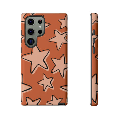 Burnt Orange Doodle Star Phone Case