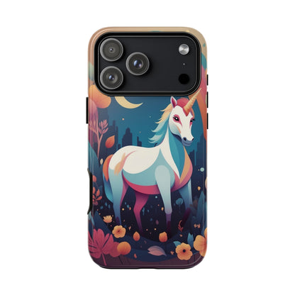 iPhone 17 Pro Max / Glossy Phone Case - Stylised Unicorn & Rainbow Design Phone Case