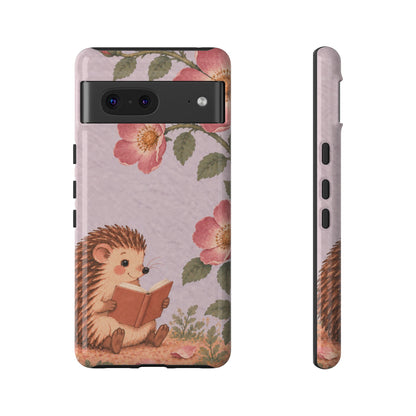 Whimsical Lilac Hedgehog and Wild Rose Phone Case - Purple Phone Case - Google Pixel 7 / Glossy