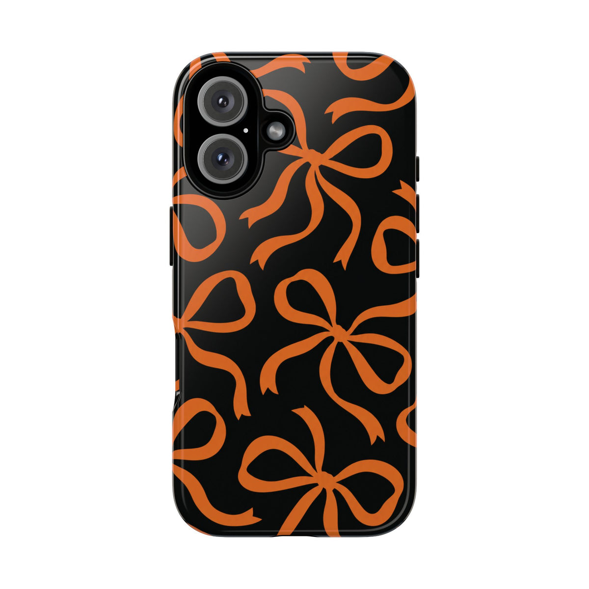 Bold Black and Burnt Orange Bow Pattern Phone Case