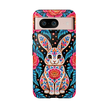 Cute Pink and Turquoise Calavera Bunny Phone Case - Multicolor Phone Case - Google Pixel 8 / Glossy