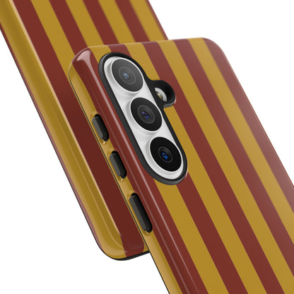 Trendy Mustard & Burgandy Stripe Pattern Phone Case - Brown Phone Case