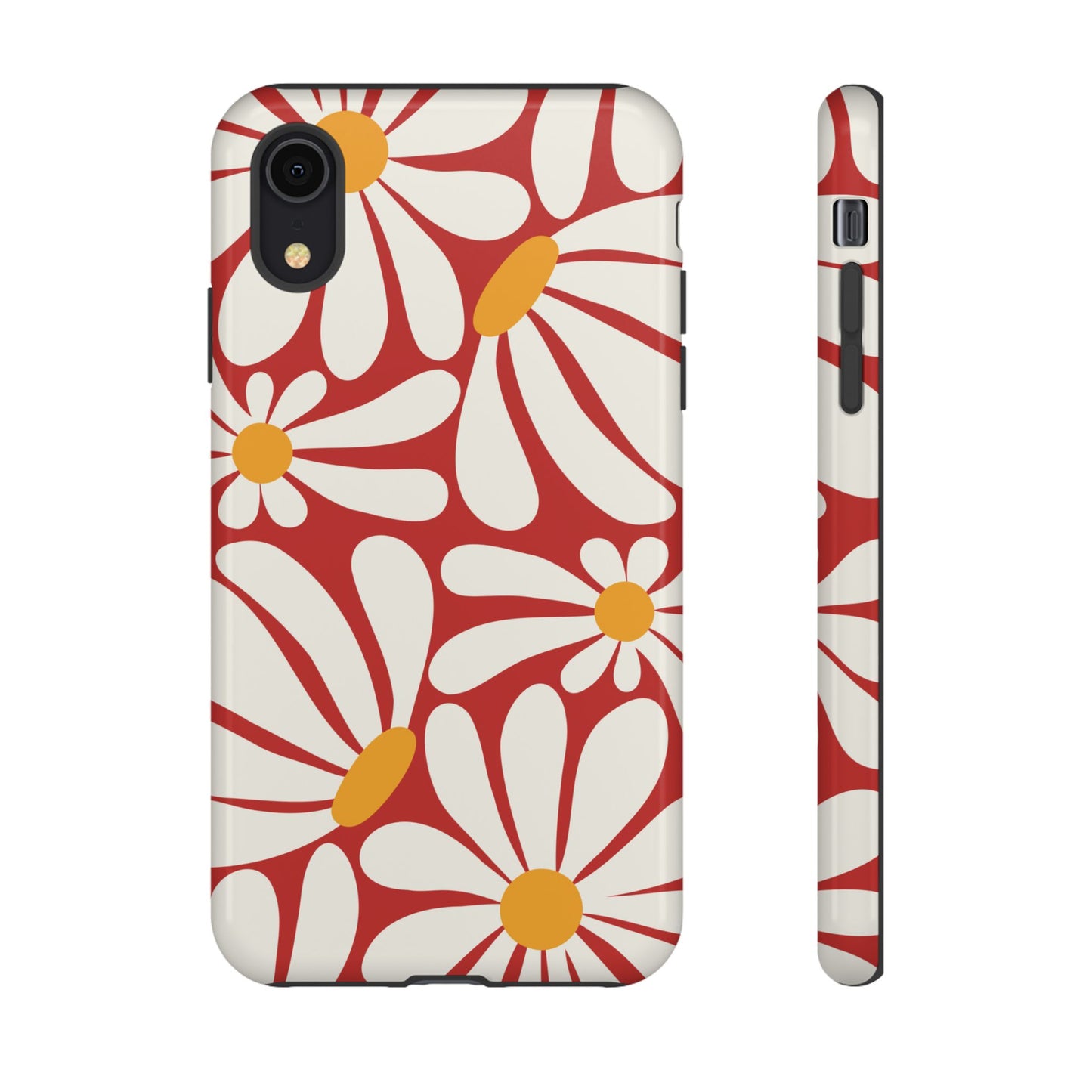 Retro Red Daisy Pattern Phone Case - Red Phone Case - iPhone XR / Glossy