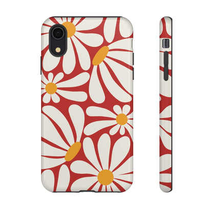 Retro Red Daisy Pattern Phone Case - Red Phone Case - iPhone XR / Glossy