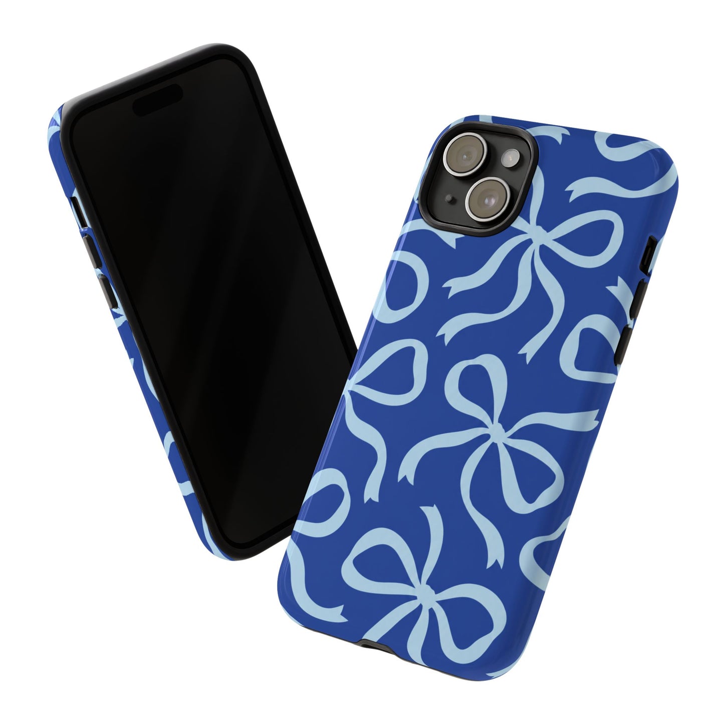Bold Cobalt Blue and Powder Blue Bow Pattern Phone Case
