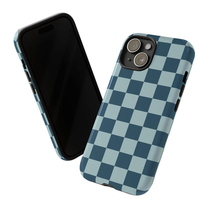 Blue Checked Pattern Phone Case - Blue Phone Case
