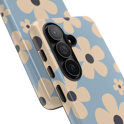 Cute Light Blue & Cream Daisy Pattern Phone Case - Blue Phone Case