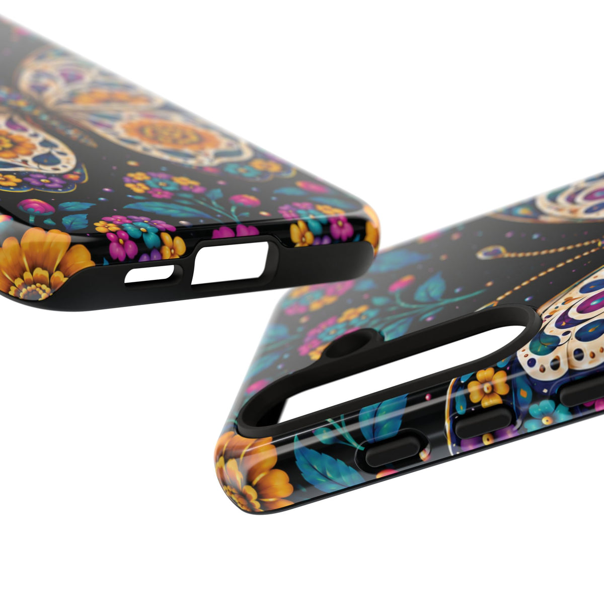 Vibrant Purple and Teal Calavera Butterfly Phone Case - Multicolor Phone Case