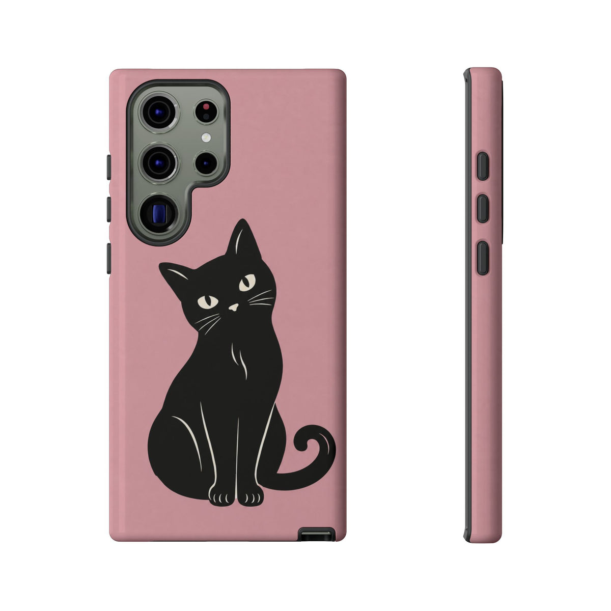 Minimalist Blush Pink & Black Cat Phone Case