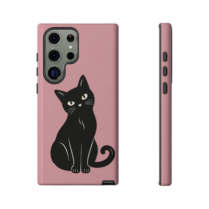Minimalist Blush Pink & Black Cat Phone Case