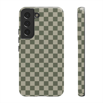 Bold Olive Green Checked Pattern Phone Case - Green Phone Case - Samsung Galaxy S22 / Glossy
