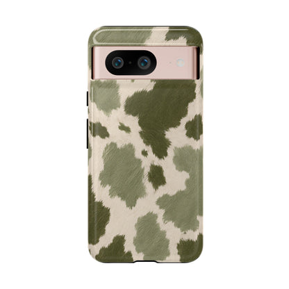 Stylish Olive Green Cow Print Phone Case