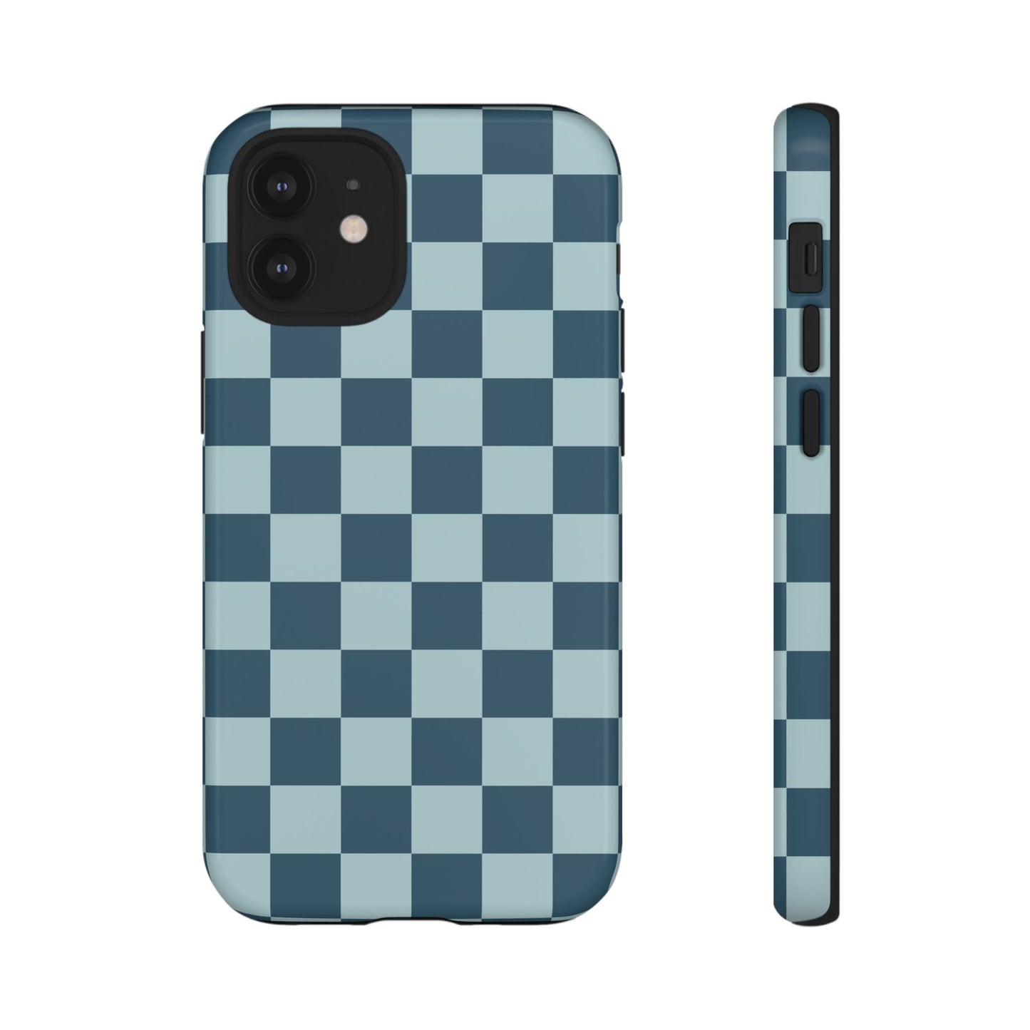 iPhone 12 Mini / Glossy Phone Case - ’Blue Checkered Pattern’ Phone Case