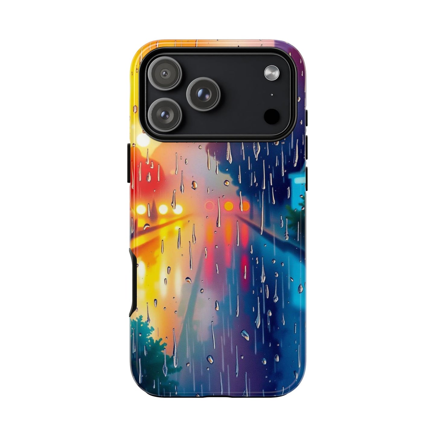 iPhone 17 Pro Max / Glossy Phone Case - Electric Rain Watercolour Design Phone Case