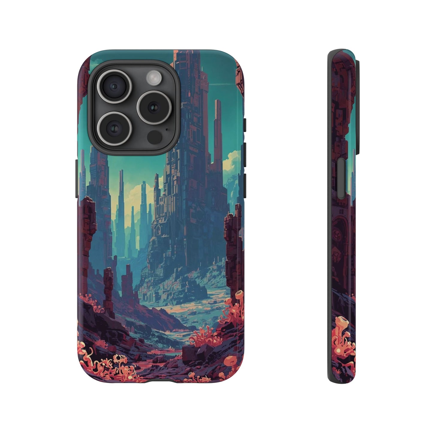 Alien Monolith Valley Sci-fi Phone Case - Pink Phone Case - iPhone 15 Pro / Glossy