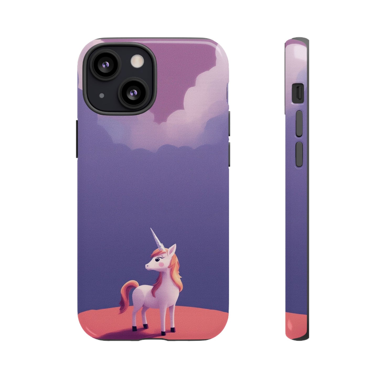 iPhone 13 Mini / Glossy Phone Case - Cute Unicorn & Cloud Design Phone Case