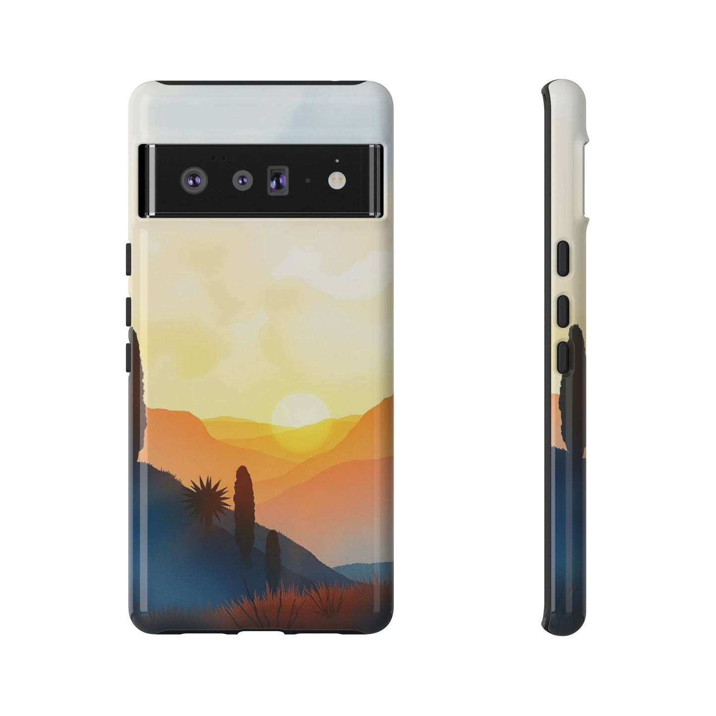 Google Pixel 6 Pro / Glossy Phone Case - Watercolour Sunset Design Phone Case