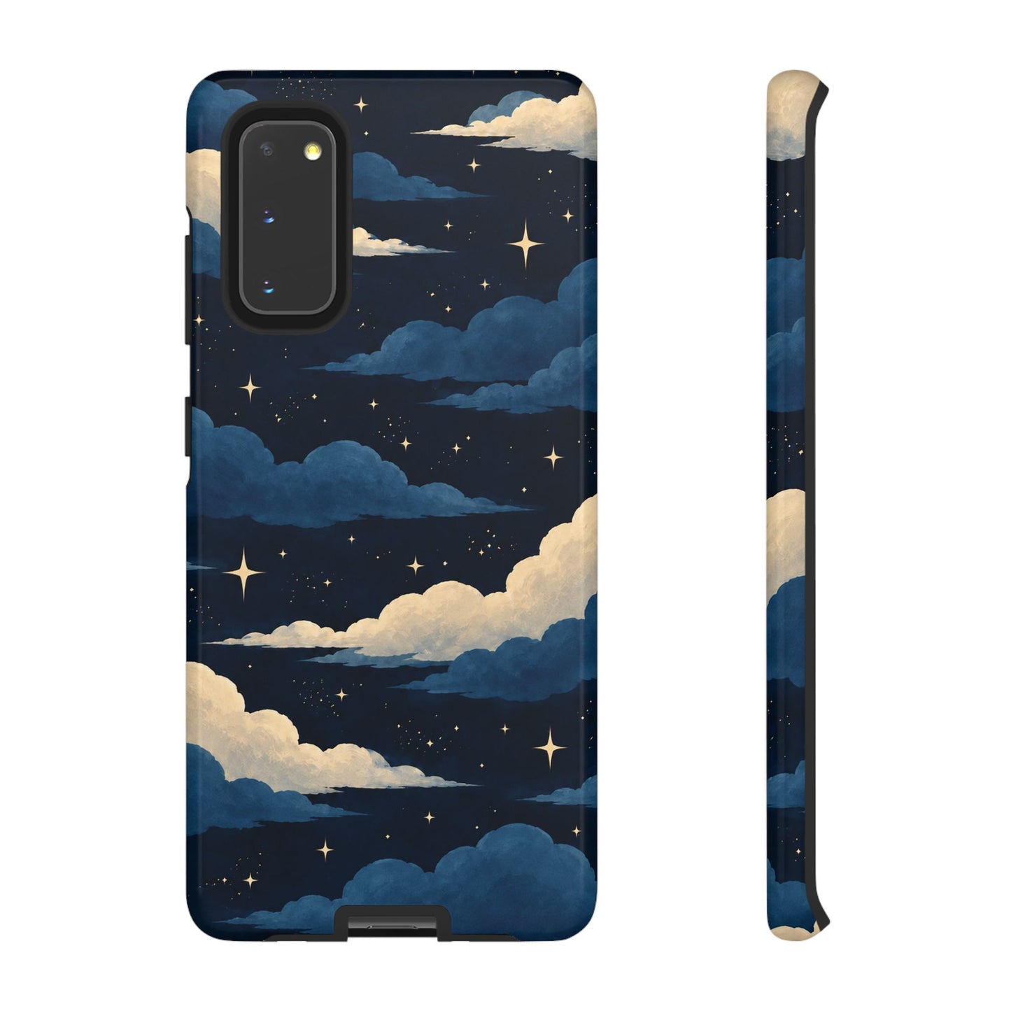 Illustrated Navy Blue Clouds & Stars Phone Case