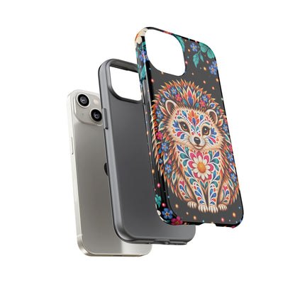Vibrant Orange and Turquoise Calavera Hedgehog Phone Case - Multicolor Phone Case