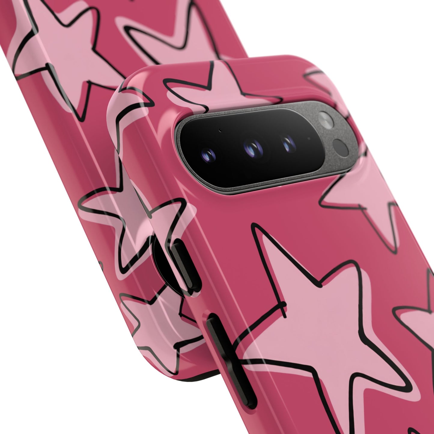 Raspberry Pink Doodle Star Phone Case