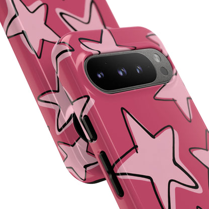 Raspberry Pink Doodle Star Phone Case