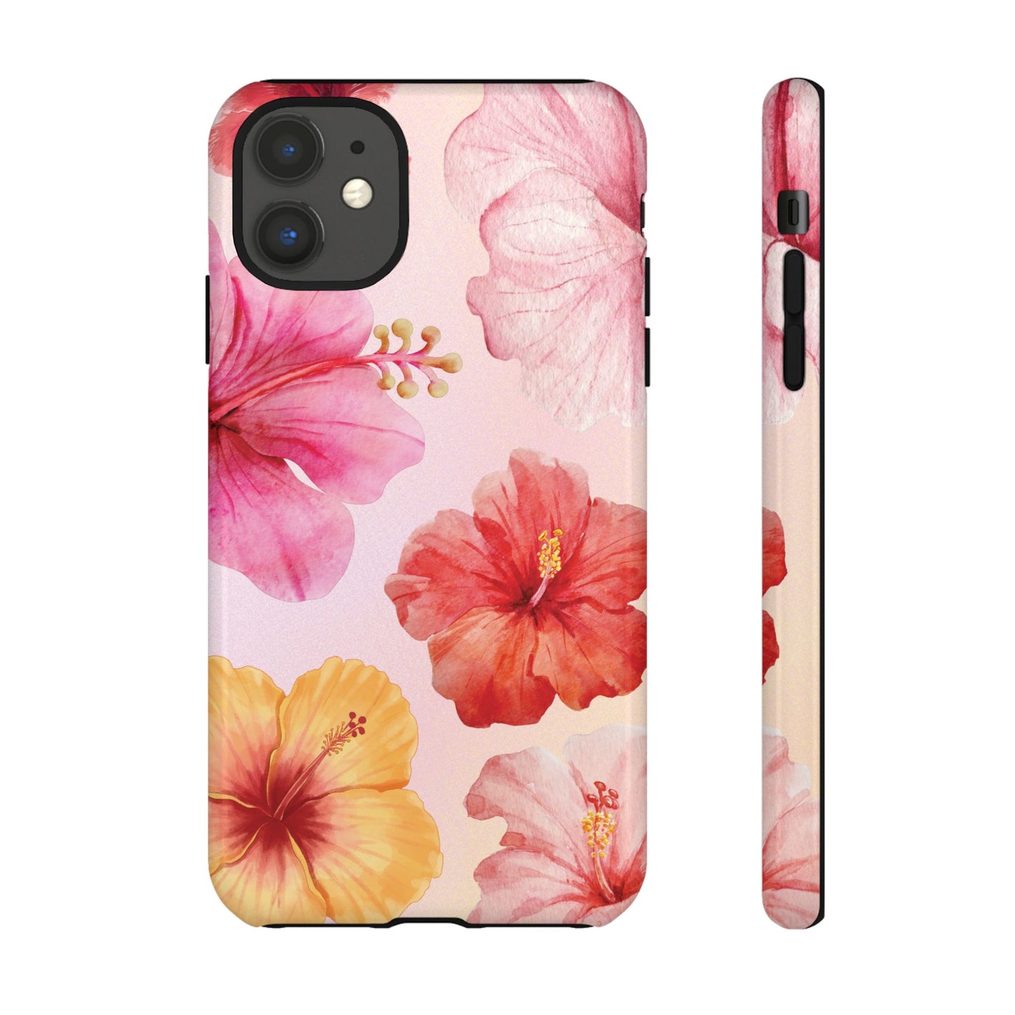 iPhone 11 / Glossy Phone Case - ’Pink Hibiscus Pattern #1’ Phone Case