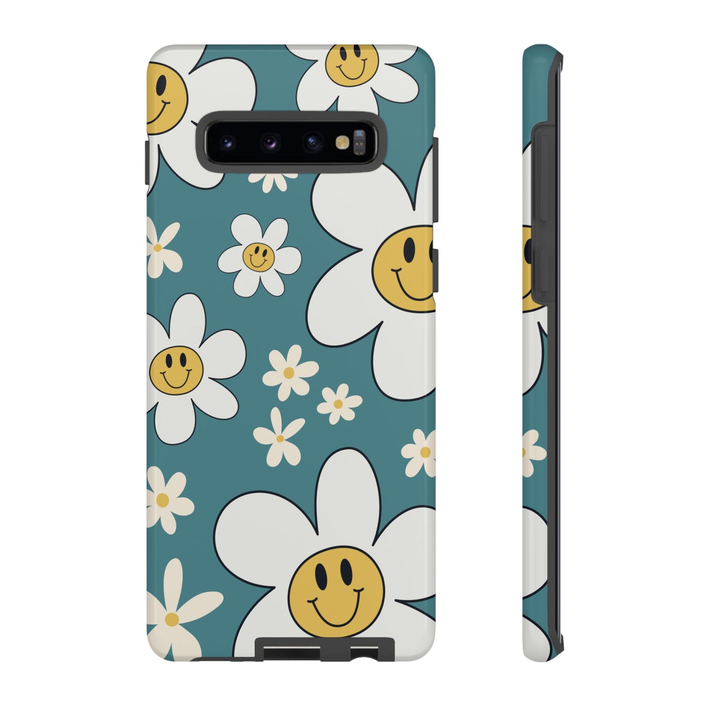 Fun Retro Daisy Pattern with Light Blue Background Phone Case - Blue Phone Case