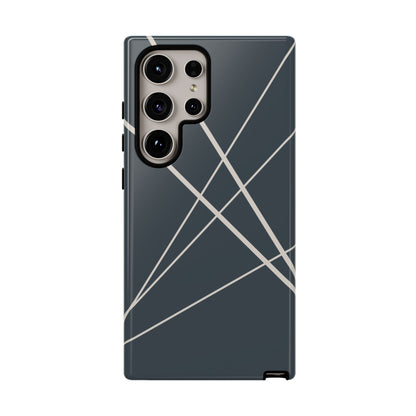 Samsung Galaxy S24 Ultra / Glossy Phone Case - Abstract Blue with Beige Lines Phone Case