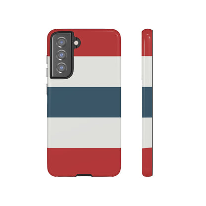 Samsung Galaxy S21 FE / Glossy Phone Case - Red White & Blue Horizontal Stripe Pattern Phone Case