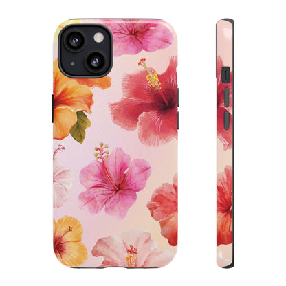 iPhone 13 / Glossy Phone Case - ’Pink Hibiscus Pattern #2’ Phone Case