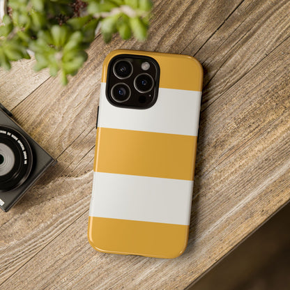 Yellow & White Horizontal Stripe Pattern Phone Case - Yellow Phone Case
