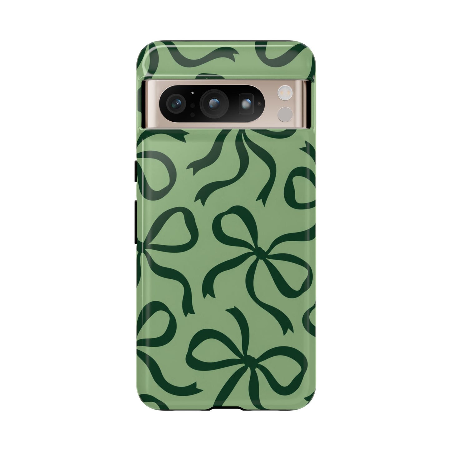 Bold Sage Green and Forest Green Bow Pattern Phone Case