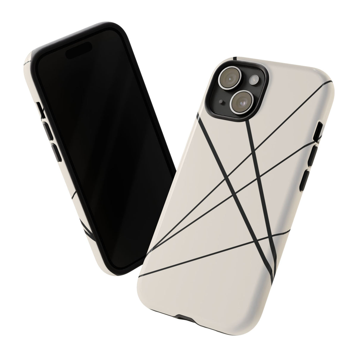 Abstract White with Black Lines Phone Case - White Phone Case