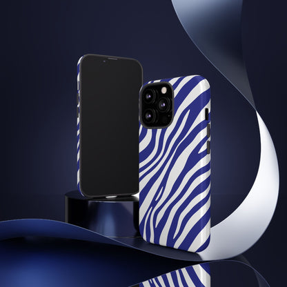 Modern Electric Blue Zebra Print Phone Case