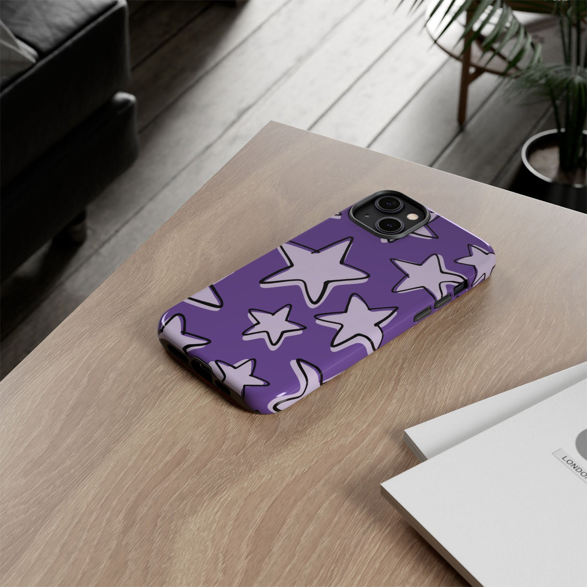 Violet Purple Doodle Star Phone Case