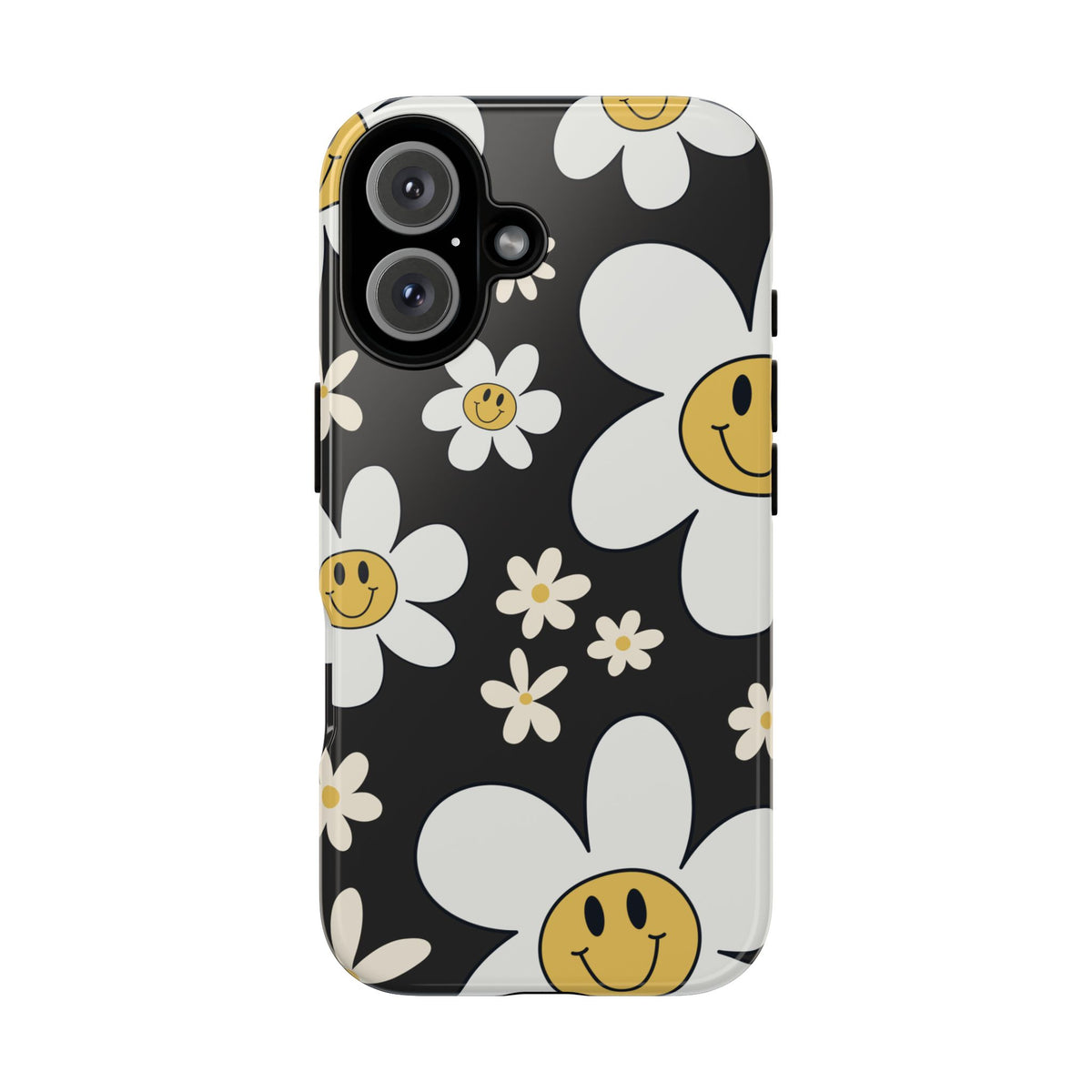 Fun Retro Daisy Pattern with Dark Grey Background Phone Case - Grey Phone Case - iPhone 16 / Glossy
