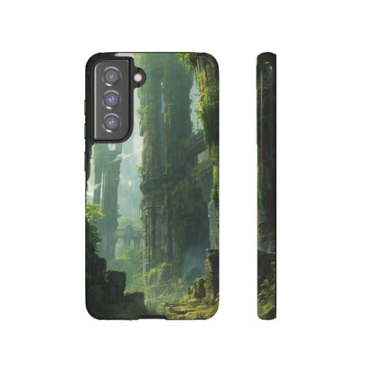 Samsung Galaxy S21 FE / Glossy Phone Case - Overgrown Future Ruins Sci-fi Phone Case