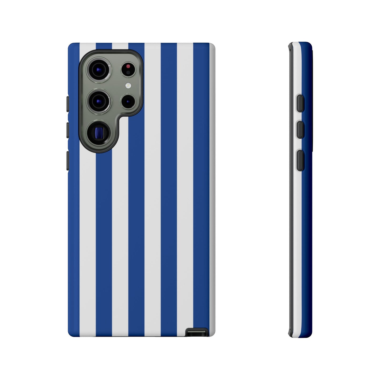 Samsung Galaxy S23 Ultra / Glossy Phone Case - Simple Blue & White Stripe Pattern Phone Case
