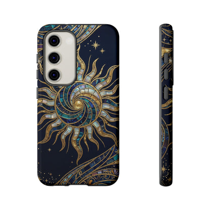 Elegant Navy & Gold Solar Spiral Phone Case