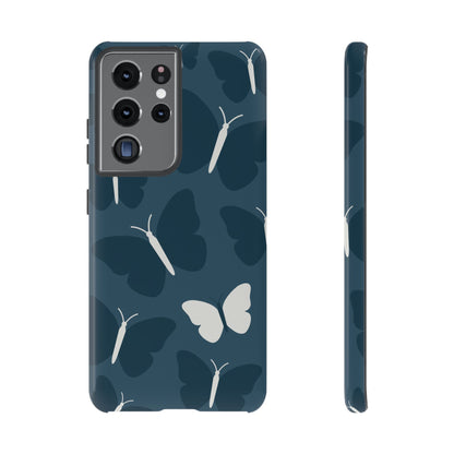 Minimalist Dark Blue Butterfly Pattern Phone Case - Blue Phone Case - Samsung Galaxy S21 Ultra / Glossy