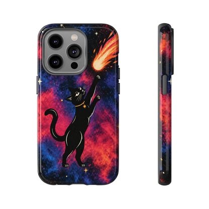 Whimsical Multicolour Celestial Black Cat Phone Case