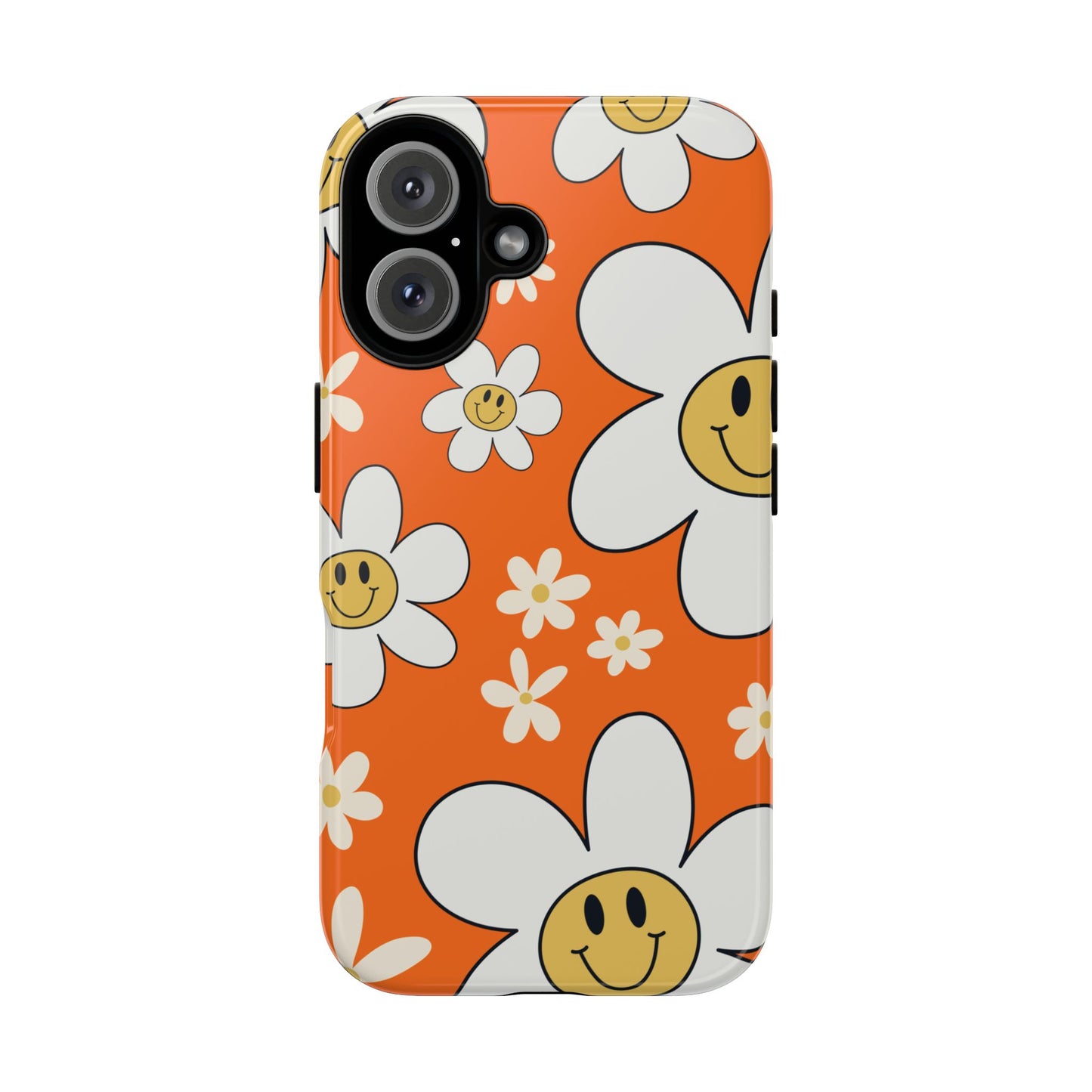 Fun Retro Daisy Pattern with Orange Background Phone Case - Orange Phone Case - iPhone 16 / Glossy