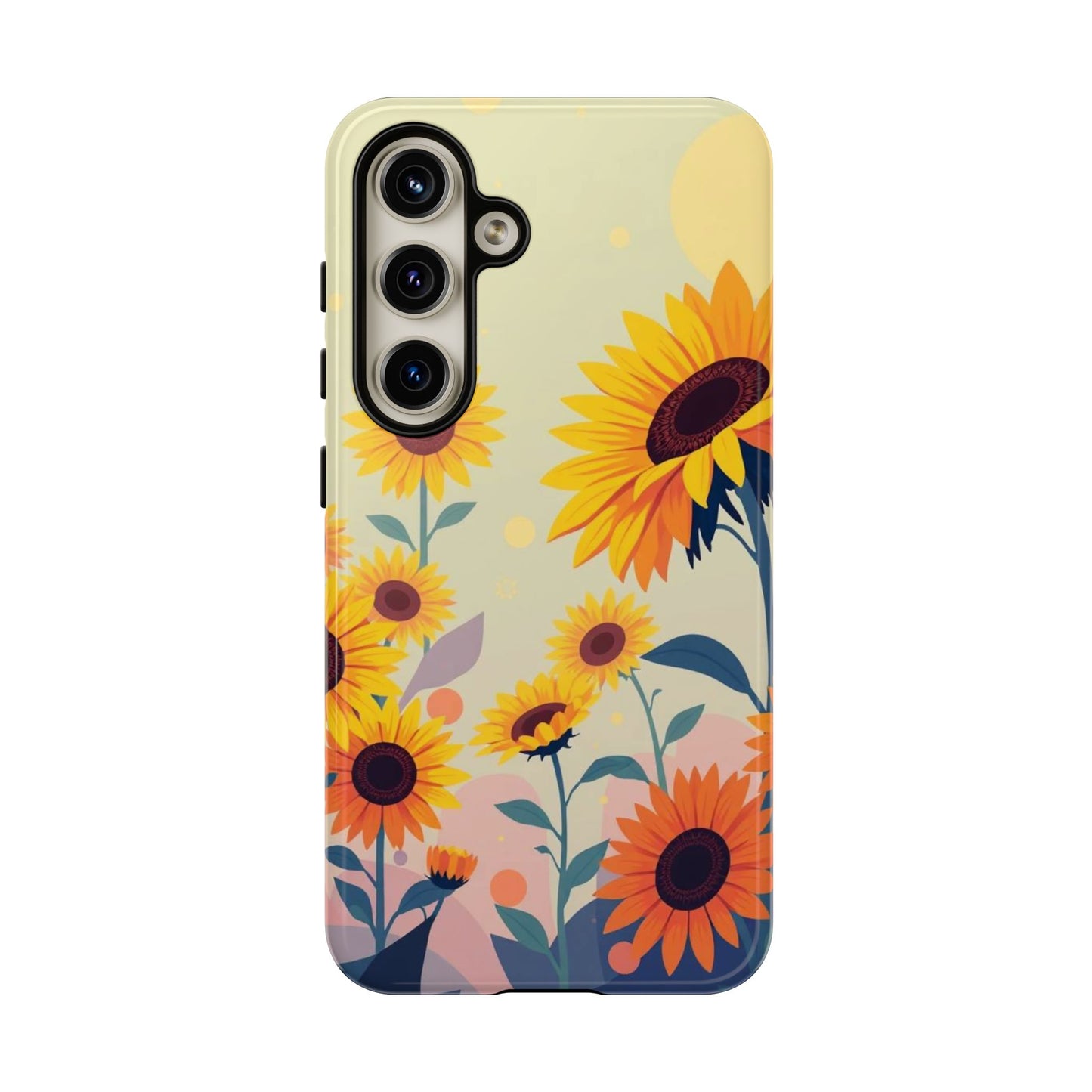 Samsung Galaxy S24 / Glossy Phone Case - Modern Flat Sunflower Design Phone Case