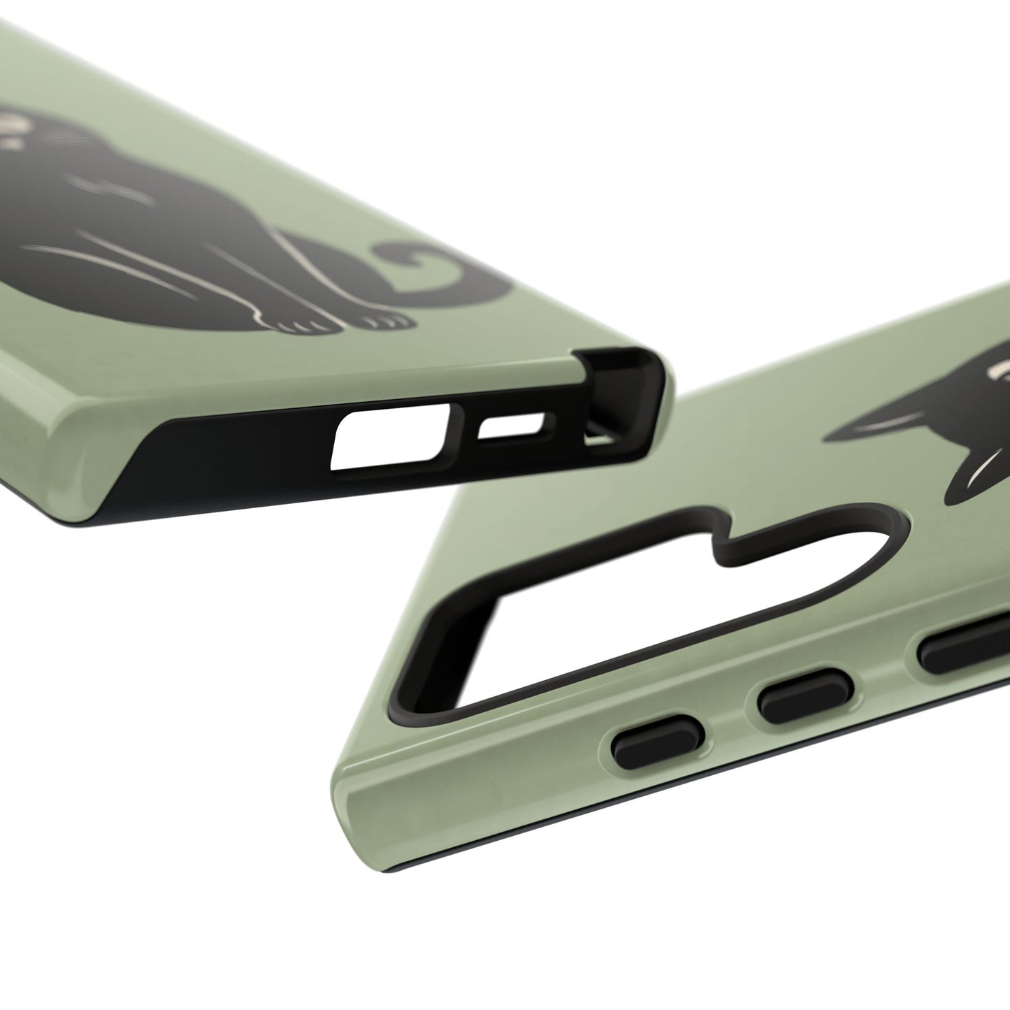 Minimalist Sage Green & Black Cat Phone Case
