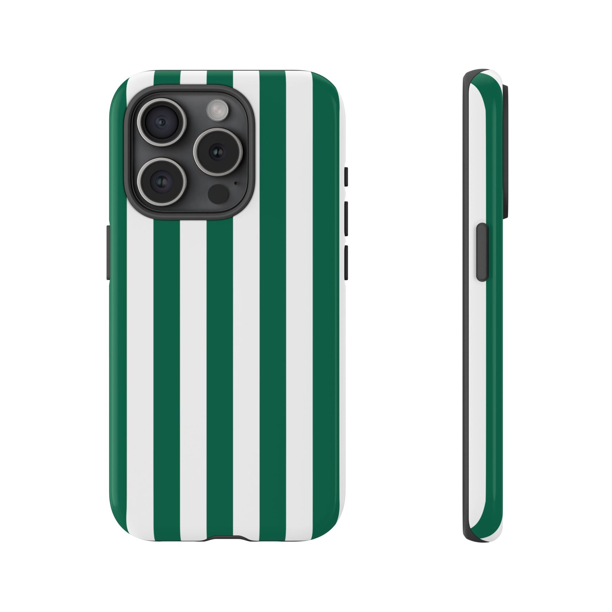 Simple Green & White Stripe Pattern Phone Case - Green Phone Case - iPhone 15 Pro / Glossy