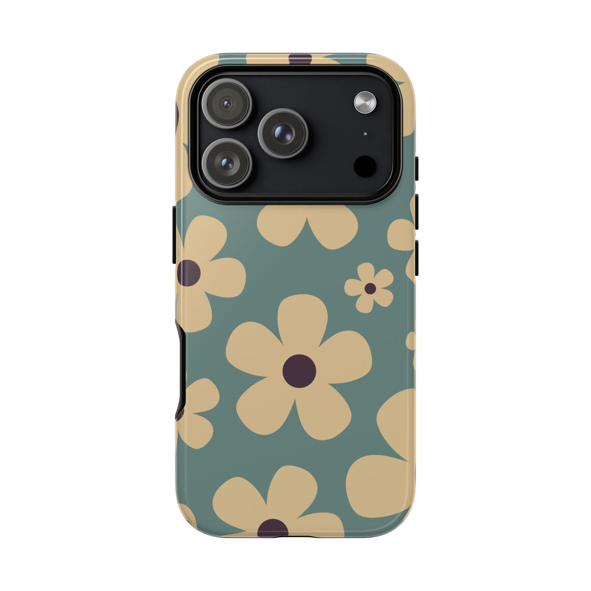 Cute Blue & Cream Daisy Pattern Phone Case - Blue Phone Case - iPhone 17 Pro / Glossy