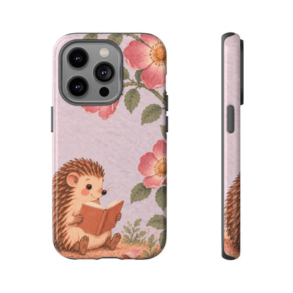 Whimsical Lilac Hedgehog and Wild Rose Phone Case - Purple Phone Case - iPhone 14 Pro / Glossy