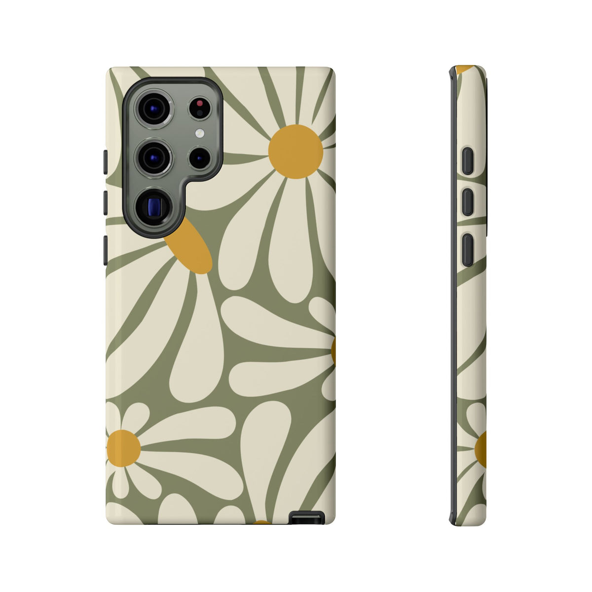 Retro Green Daisy Pattern #1 Phone Case - Green Phone Case - Samsung Galaxy S23 Ultra / Glossy